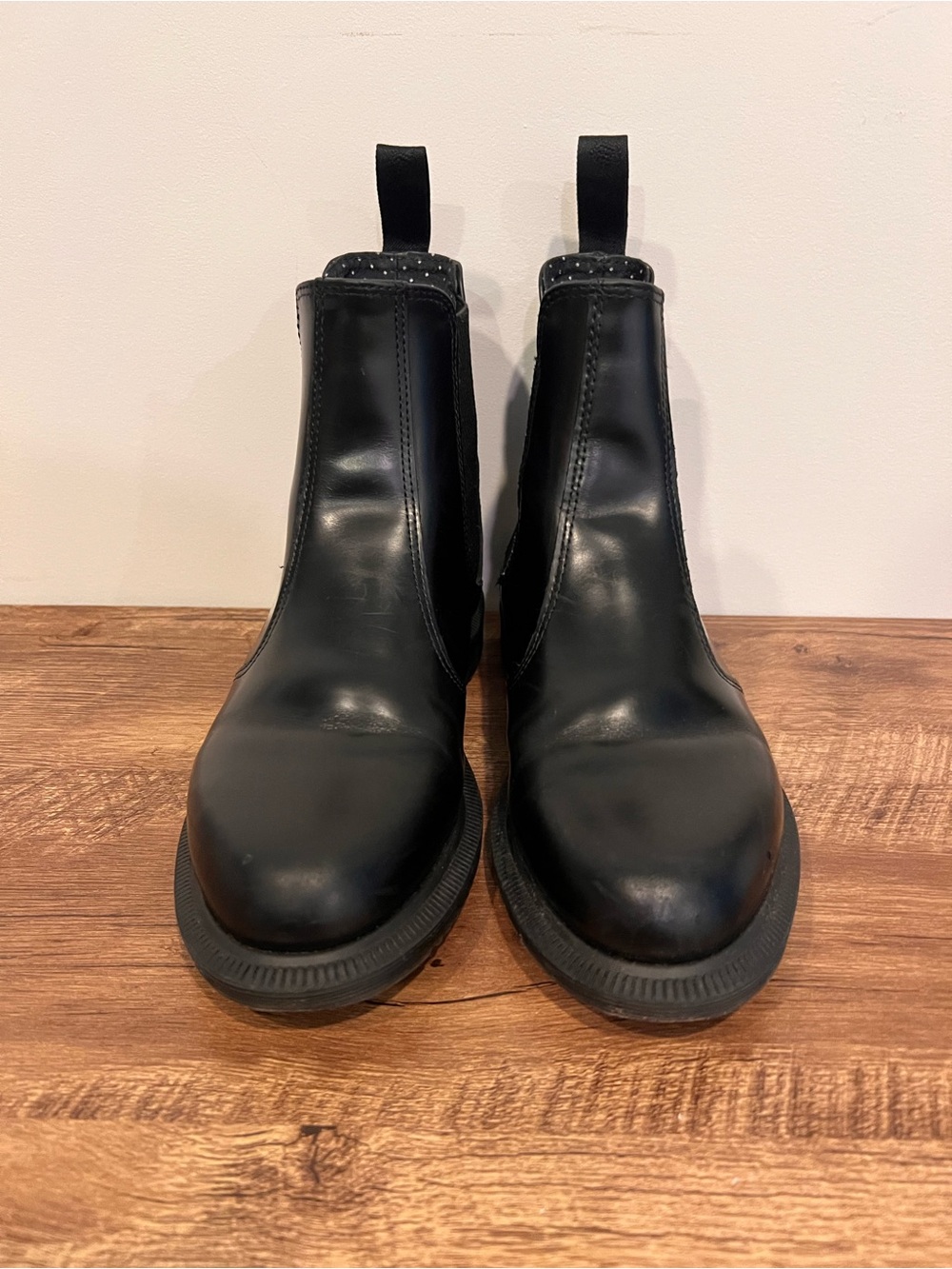 Dr. Martens Black Smooth Leather Flora Chelsea Ankle Boots
